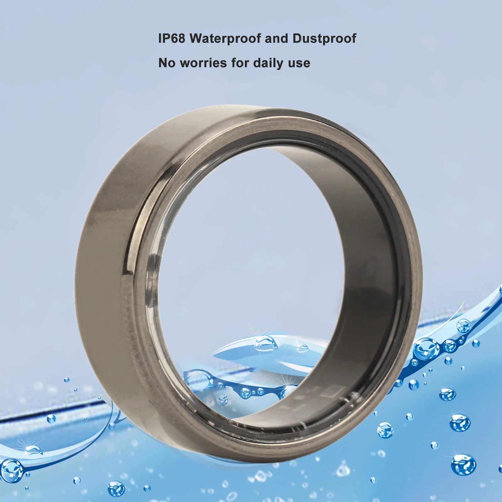 Smart Ring Health Tracker Step Counting Sleep Quality Monitoring IP68 Waterproof Health Ring With Charging Case