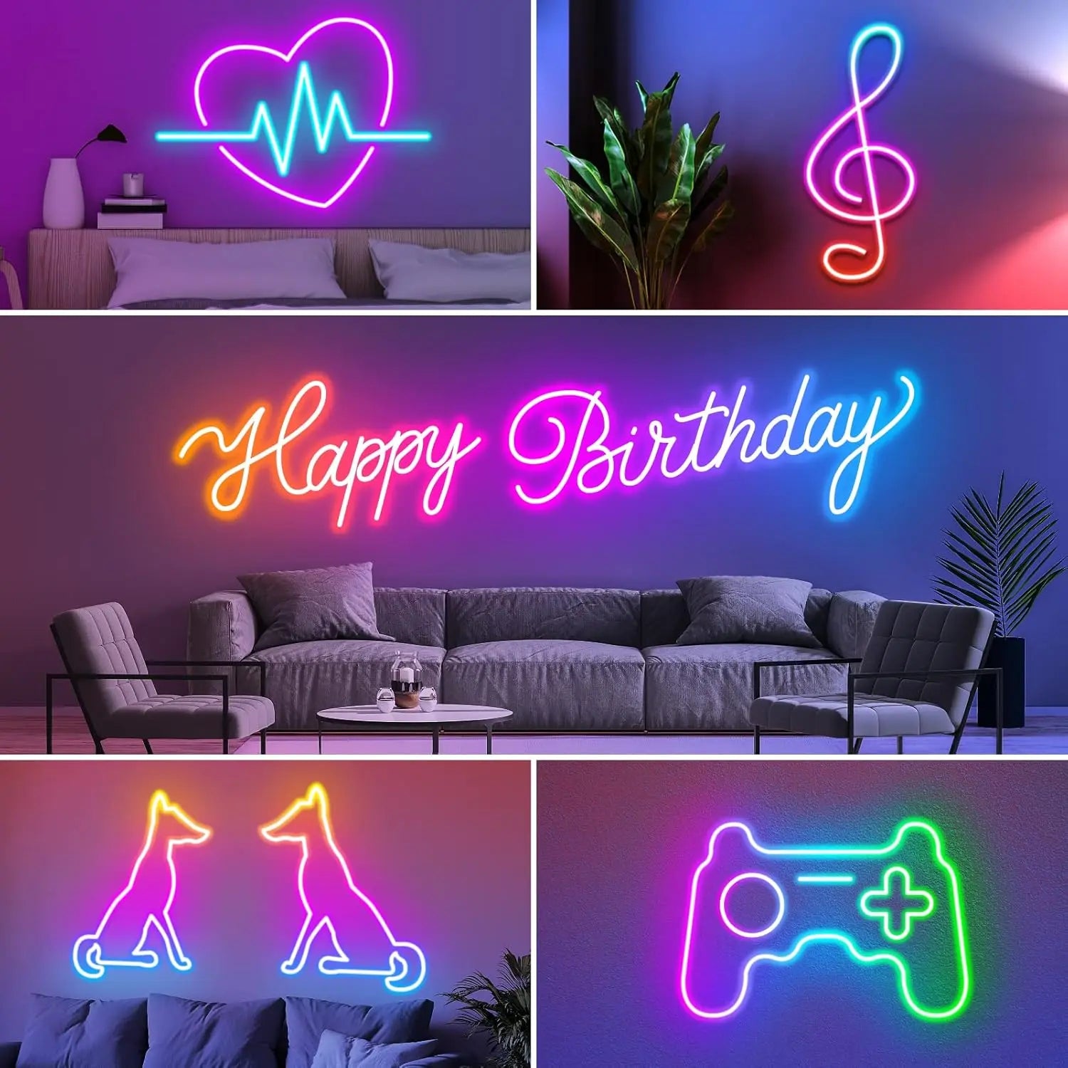 RGB Neon Rope Light 5V USB Flexible Strip 1m-10m IP65 Waterproof with Bluetooth Remote & Music Sync for Home Party Decor
