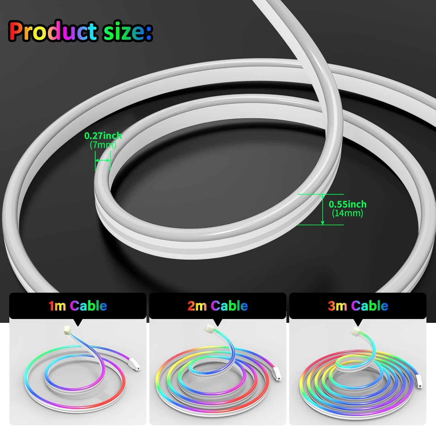 RGB Neon Rope Light 5V USB Flexible Strip 1m-10m IP65 Waterproof with Bluetooth Remote & Music Sync for Home Party Decor