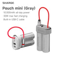 SHARGE Pouch Mini Power Bank 10000mAh 30W Portable Charger with Built-in Type C Cable USB-C and USB-A Port Battery Pack